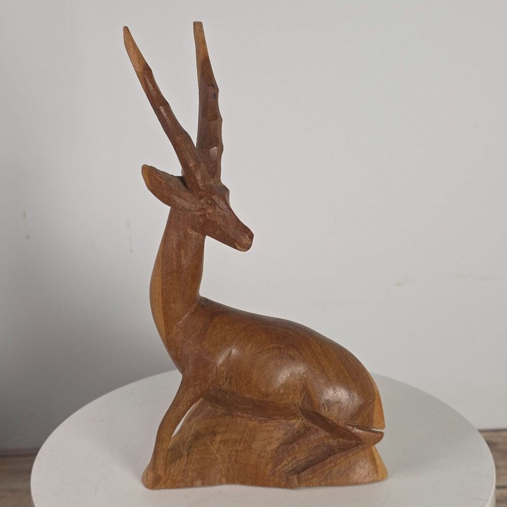 Hand-Carved Wooden Antelope Figurine From Kenya